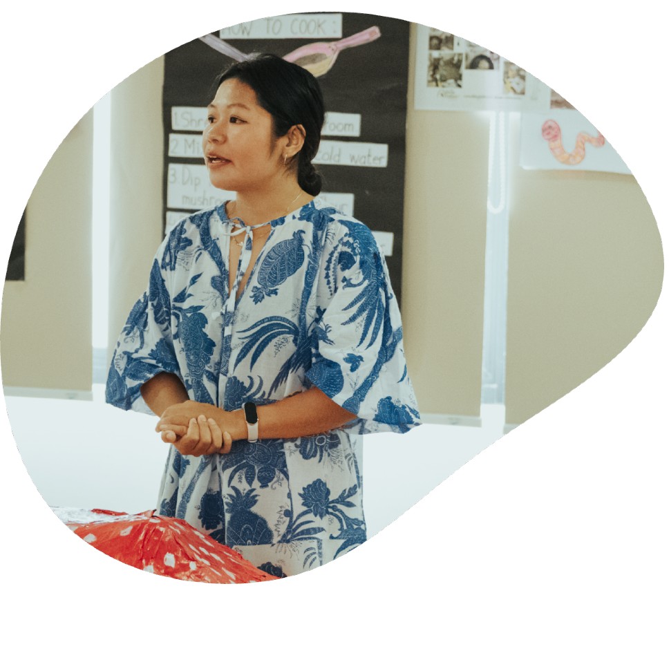 Ms. Wida teaching in her preschool classroom in Bali