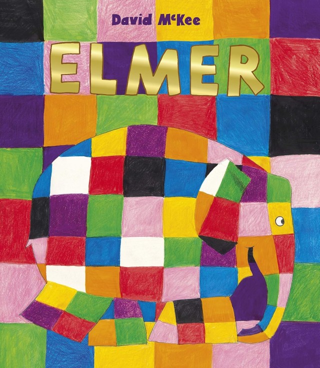 Book cover: Elmer the Patchwork Elephant by David McKee - Children's book about diversity and self-acceptance